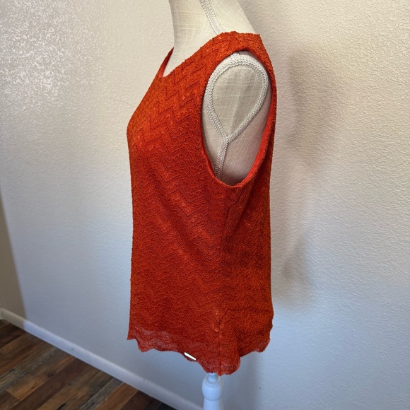 Calvin Klein Orange Chevron Sleeves Top - Size Large - Picture 3 of 14